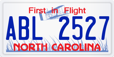 NC license plate ABL2527