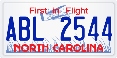 NC license plate ABL2544