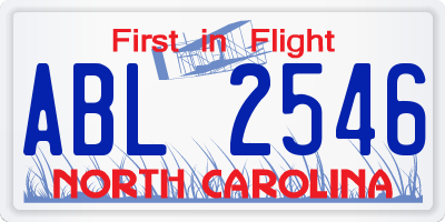 NC license plate ABL2546
