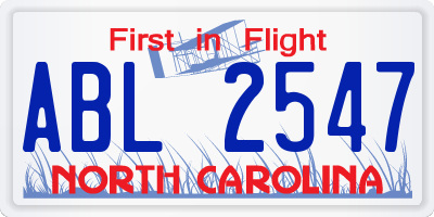 NC license plate ABL2547