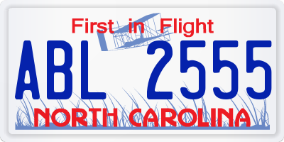 NC license plate ABL2555