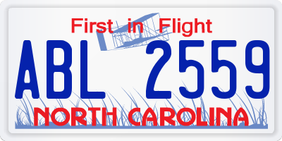 NC license plate ABL2559
