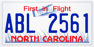 NC license plate ABL2561