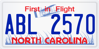 NC license plate ABL2570