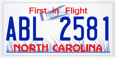 NC license plate ABL2581