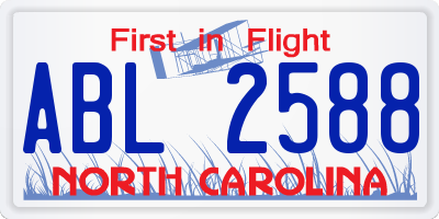 NC license plate ABL2588