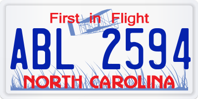 NC license plate ABL2594