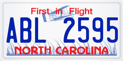 NC license plate ABL2595