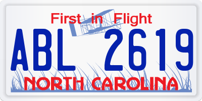 NC license plate ABL2619