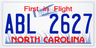 NC license plate ABL2627