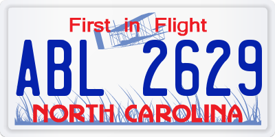 NC license plate ABL2629