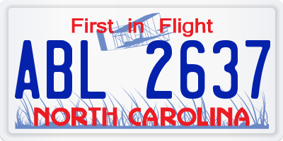 NC license plate ABL2637