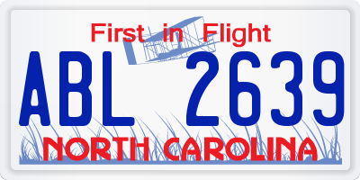 NC license plate ABL2639