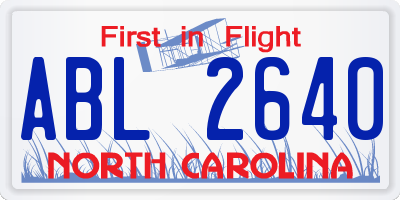 NC license plate ABL2640