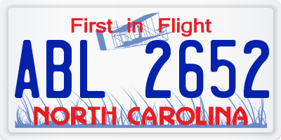 NC license plate ABL2652
