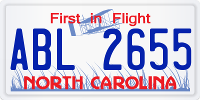 NC license plate ABL2655