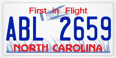 NC license plate ABL2659