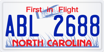 NC license plate ABL2688