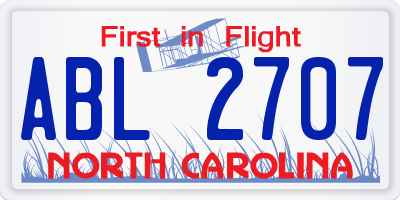 NC license plate ABL2707