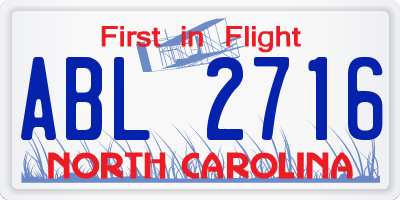 NC license plate ABL2716