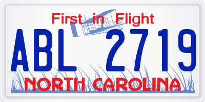 NC license plate ABL2719