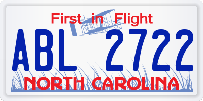 NC license plate ABL2722