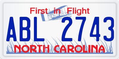 NC license plate ABL2743