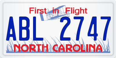 NC license plate ABL2747