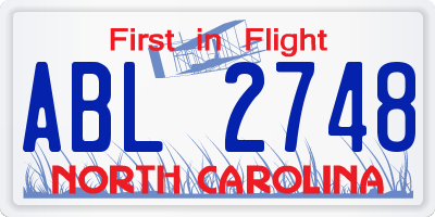 NC license plate ABL2748