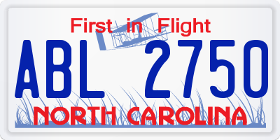 NC license plate ABL2750