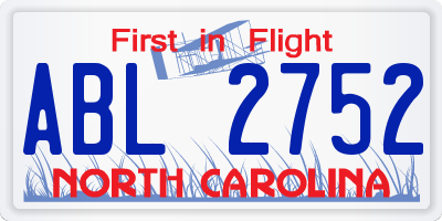 NC license plate ABL2752