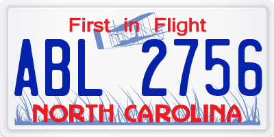 NC license plate ABL2756