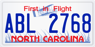 NC license plate ABL2768