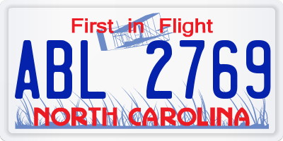 NC license plate ABL2769
