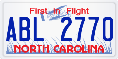 NC license plate ABL2770