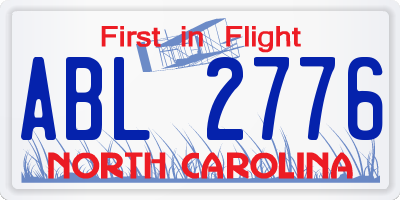 NC license plate ABL2776