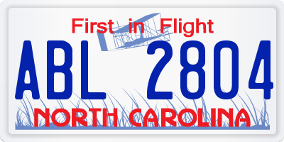 NC license plate ABL2804