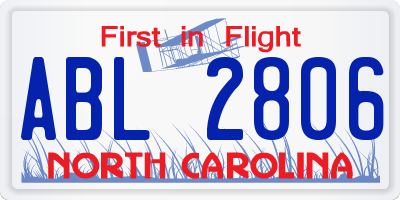 NC license plate ABL2806