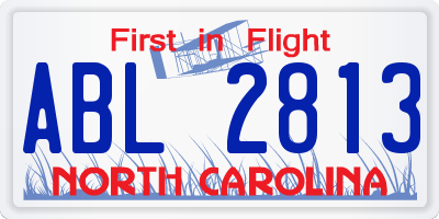 NC license plate ABL2813