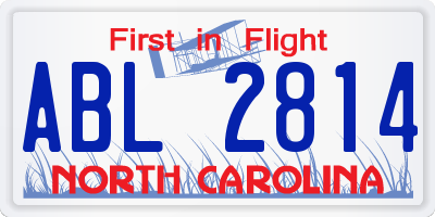 NC license plate ABL2814