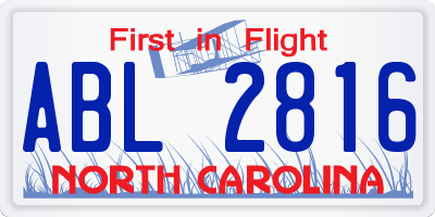 NC license plate ABL2816