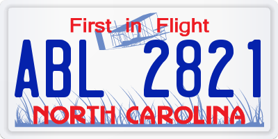 NC license plate ABL2821