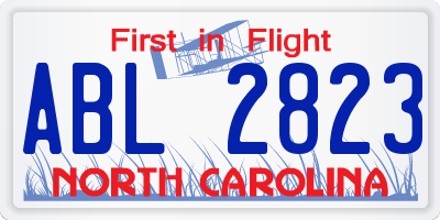NC license plate ABL2823