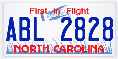 NC license plate ABL2828