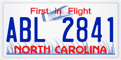 NC license plate ABL2841