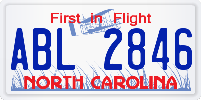 NC license plate ABL2846
