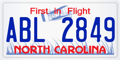 NC license plate ABL2849