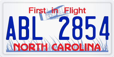 NC license plate ABL2854