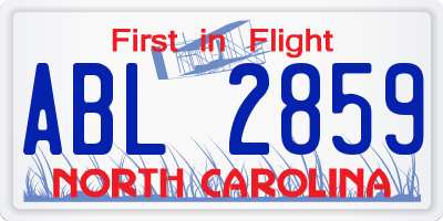NC license plate ABL2859