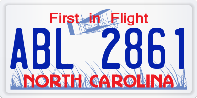 NC license plate ABL2861
